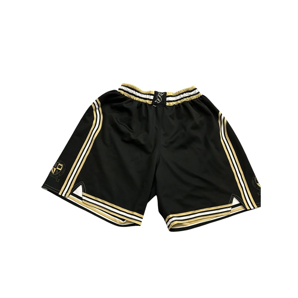 Vintage Basketball Shorts Mens Medium Black Gold White Mesh Athletic Excellent‎